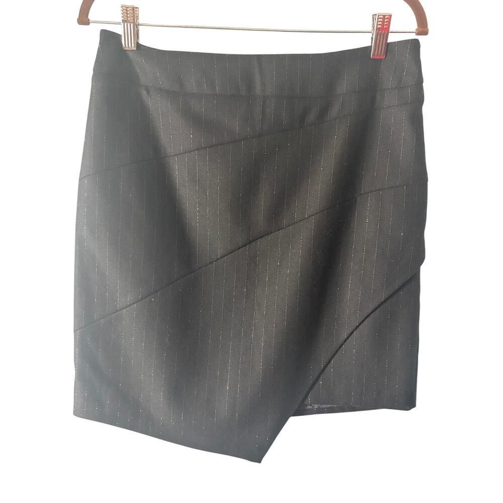 Zadig & Voltaire Just Pinstripe Asymmetrical Wool Blend Mini Skirt Size 40 US 8